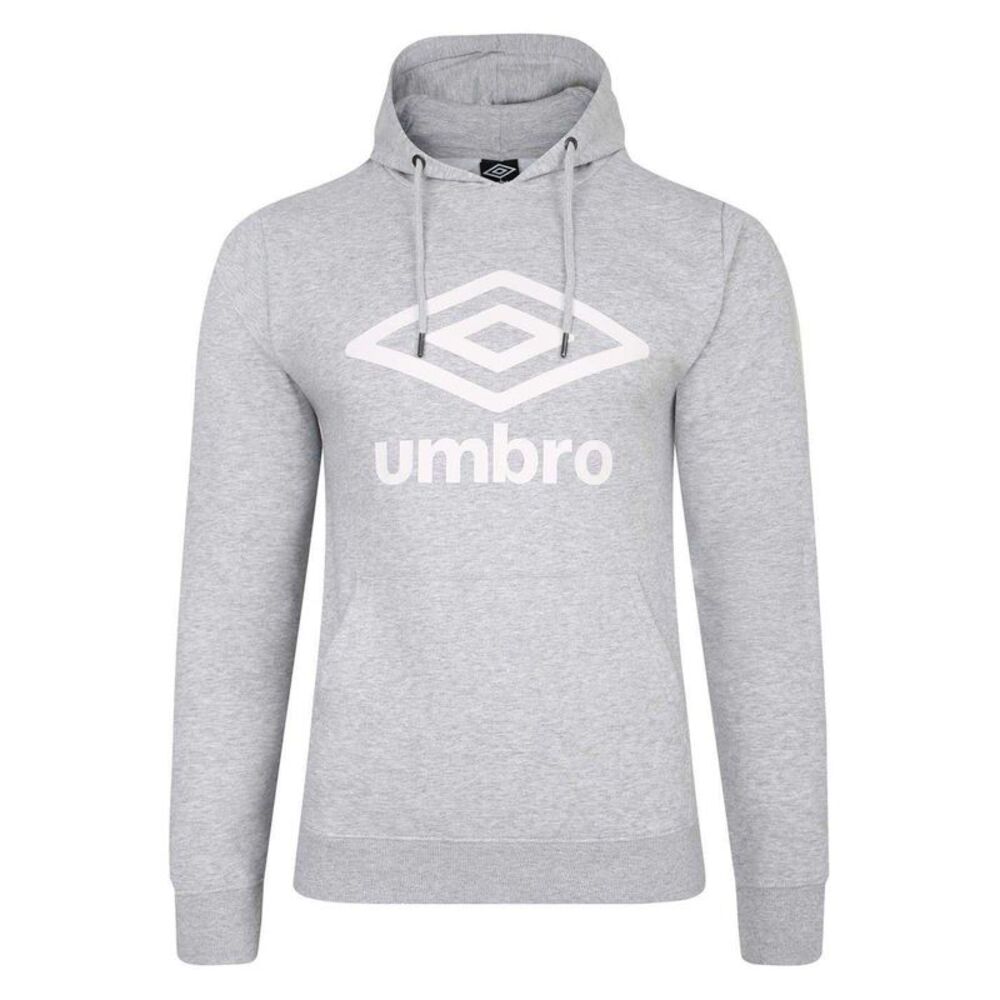 Umbro Mens Regular Pullover Hoodie / Grey Marl/White